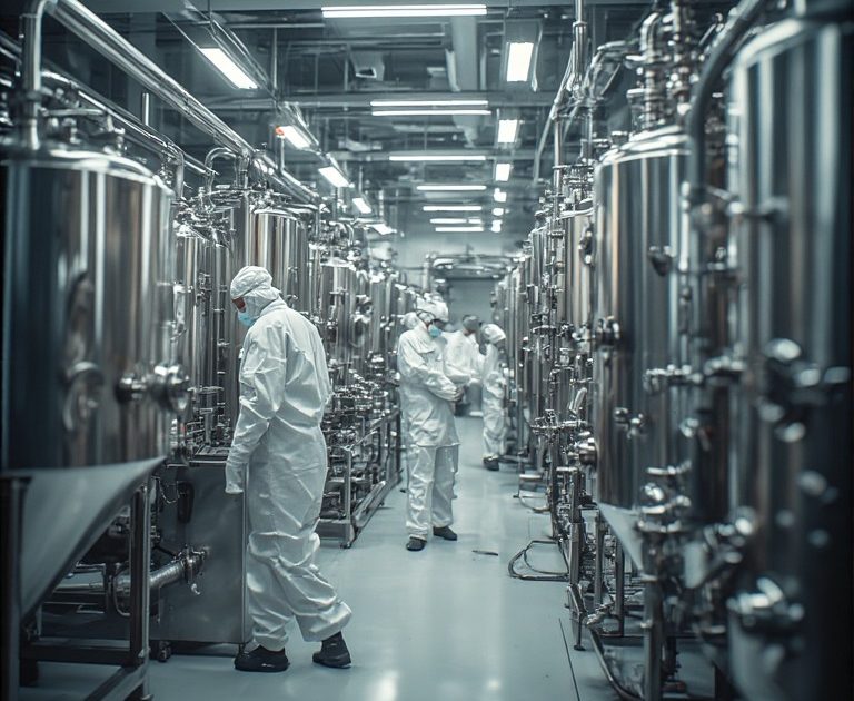 ligne de fabrication pharmaceutique en inox Tunisie — installation moderne industrielle