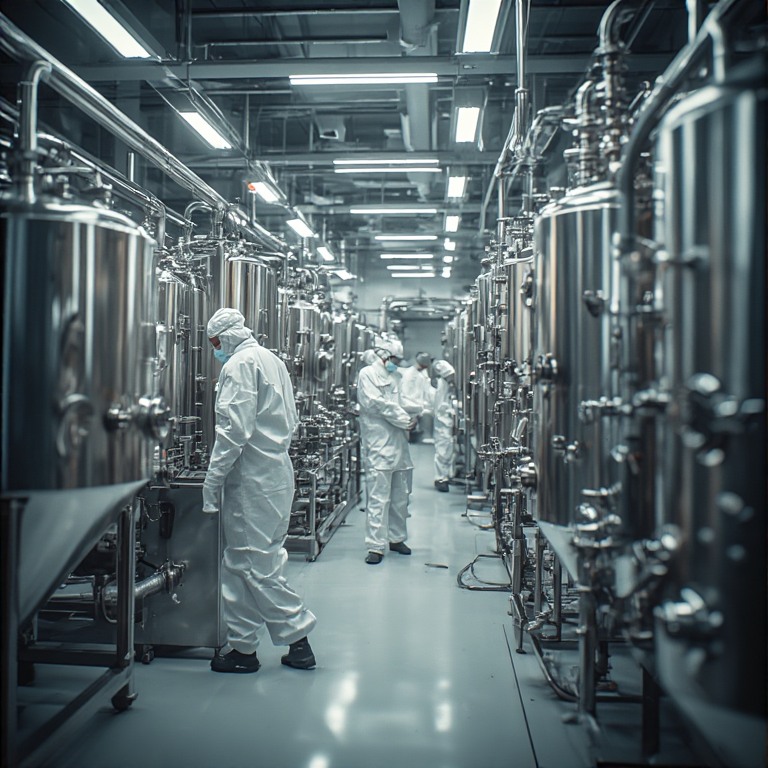 ligne de fabrication pharmaceutique en inox Tunisie — installation moderne industrielle