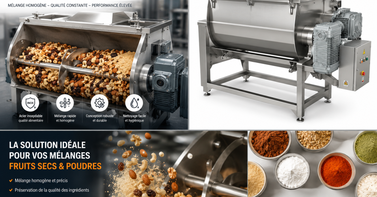 Mélangeur Industriel pour Fruits Secs et Poudres Alimentaires