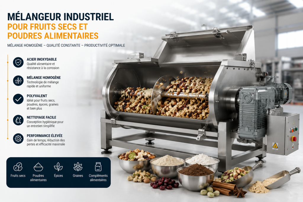 Mélangeur Industriel pour Fruits Secs et Poudres Alimentaires esminox